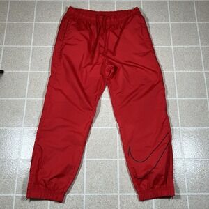 Nike SB Track Pants Men's L Windbreaker Baggy Skate Wide Leg Red Big Swoosh